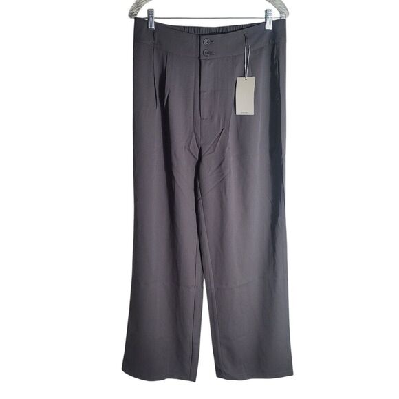 Halara High Waisted Plicated Shirred Wide Leg Work Pants Womens Size Large Brown - Picture 1 of 10